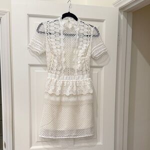 Self-Portrait White Lace Mini Dress